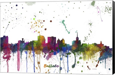 Framed Buffalo New York Skyline Multi Colored 1 Print