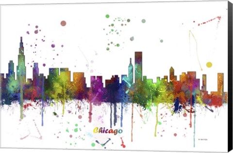 Framed Chicago Illinois Skyline Multi Colored 1 Print