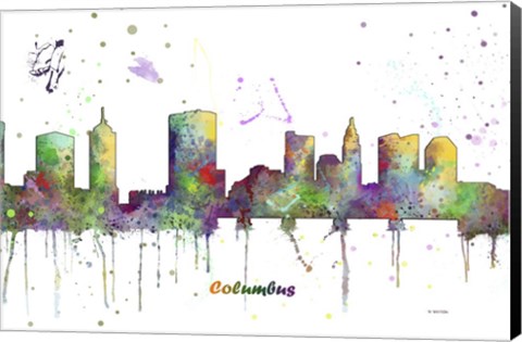 Framed Columbus Ohio Skyline Multi Colored 1 Print