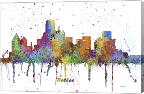 Framed Dallas Texas Skyline Multi Colored 1 Print