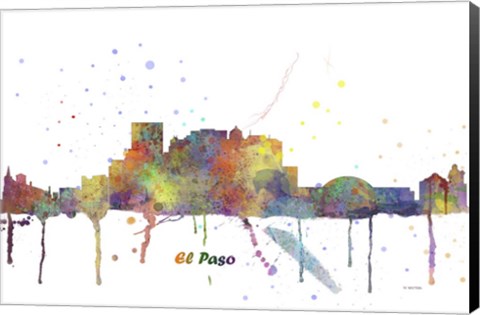 Framed El Paso Texas Skyline Multi Colored 1 Print