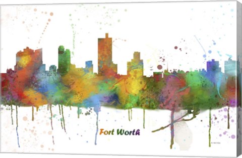 Framed Fort Worth Texas Skyline Multi Colored 1 Print
