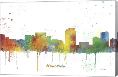 Framed Honolulu Hawaii Skyline Print