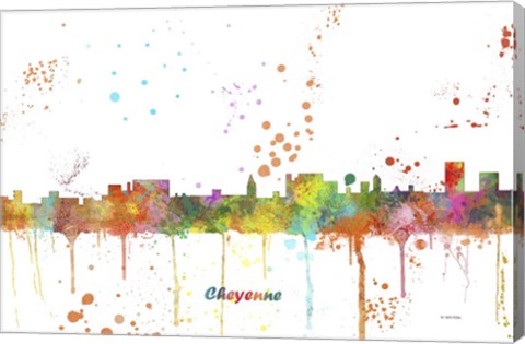 Framed Cheyenne Wyoming Skyline Print