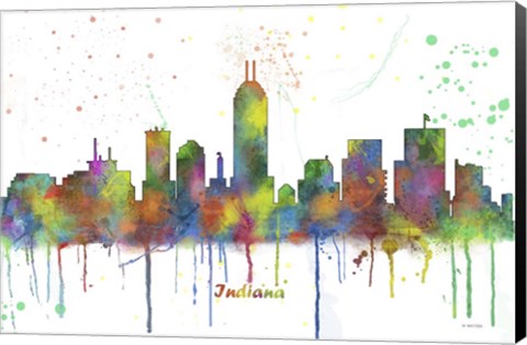 Framed Indianapolis Indiana Skyline Multi Colored 1 Print