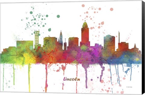 Framed Lincoln Nebraska Skyline Multi Colored 1 Print