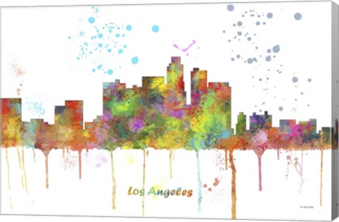 Framed Los Angeles California Skyline Multi Colored 1 Print