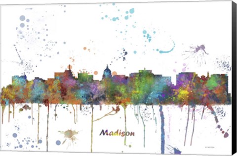 Framed Madison Wisconsin Skyline Multi Colored 1 Print