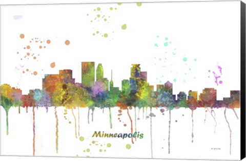 Framed Minneapolis Minnesota Skyline Multi Colored 1 Print