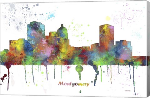 Framed Montgomery Alabama Skyline Multi Colored 1 Print
