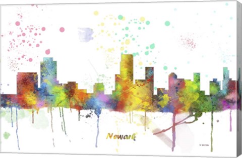 Framed Newark New Jersey Skyline Multi Colored 1 Print