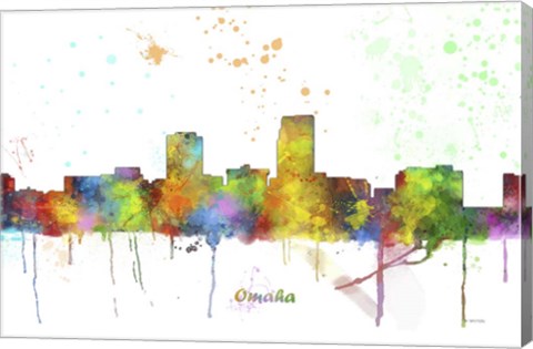 Framed Omaha Nebraska Skyline Multi Colored 1 Print