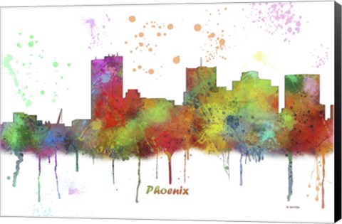 Framed Phoenix Arizona Skyline Multi Colored 1 Print