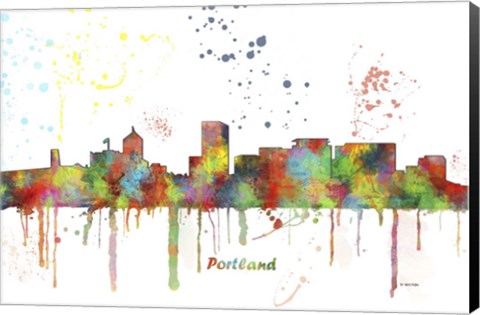 Framed Portland Oregon Skyline Multi Colored 1 Print