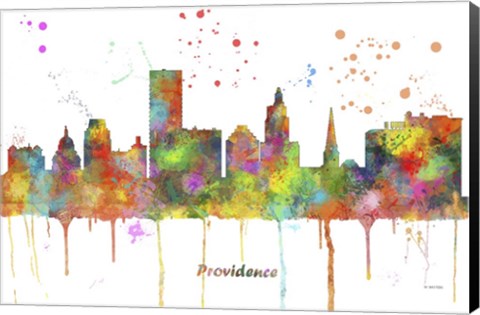 Framed Providence Rhode Island Skyline Multi Colored 1 Print