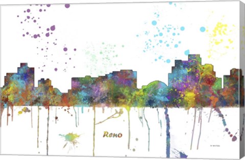 Framed Reno Nevada Skyline Multi Colored 1 Print