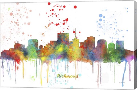 Framed Richmond Virginia Skyline Multi Colored 1 Print