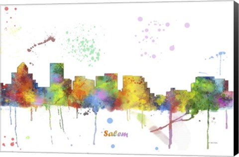 Framed Salem Oregon Skyline Multi Colored 1 Print