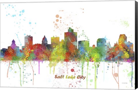 Framed Salt Lake City Utah Skyline Multi Colored 1 Print