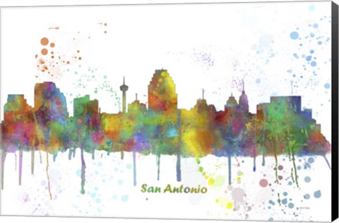 Framed San Antonio Texas Skyline Multi Colored 1 Print