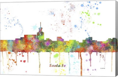 Framed Santa Fe New Mexico Skyline Multi Colored 1 Print