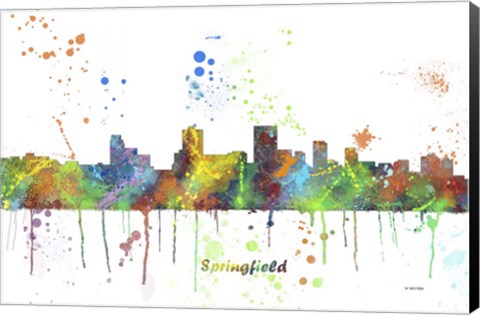Framed Springfield Illinois Skyline Multi Colored 1 Print