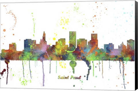 Framed St Paul Minnesota Skyline Multi Colored 1 Print