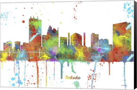 Framed Toledo Ohio Skyline Multi Colored 1 Print