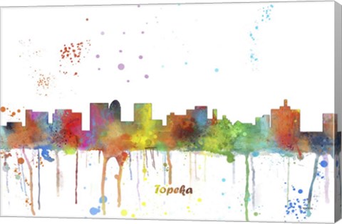 Framed Topeka Kansas Skyline Multi Colored 1 Print