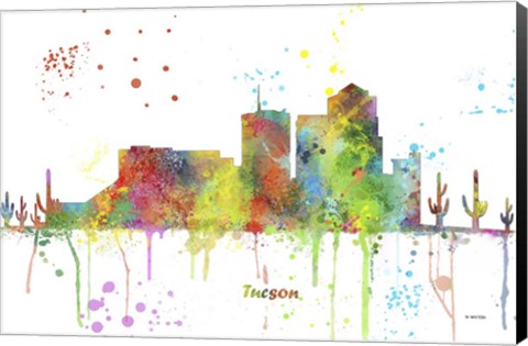 Framed Tucson Arizona Skyline Multi Colored 1 Print