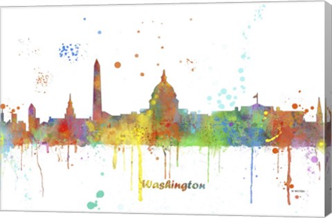 Framed Washington DC Skyline Multi Colored 1 Print