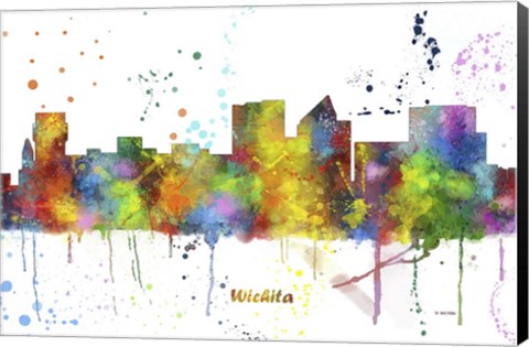 Framed Wichita Kansas Skyline Multi Colored 1 Print