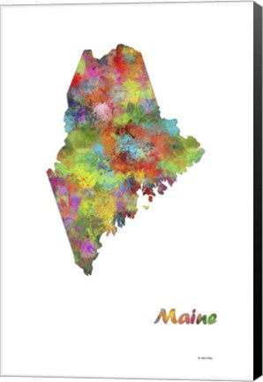 Framed Maine State Map 1 Print