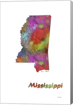 Framed Mississippi  State Map 1 Print