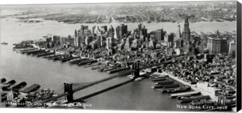 Framed Manhattan &amp; Brooklyn Bridge Print