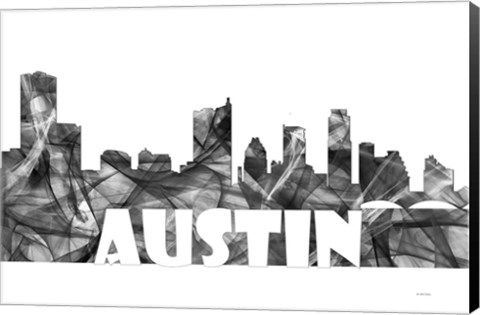 Framed Austin Texas Skyline BG 2 Print