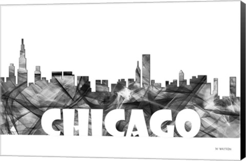 Framed Chicago Illinois Skyline BG 2 Print