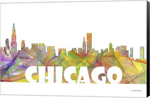 Framed Chicago Illinois Skyline Multi Colored 2 Print