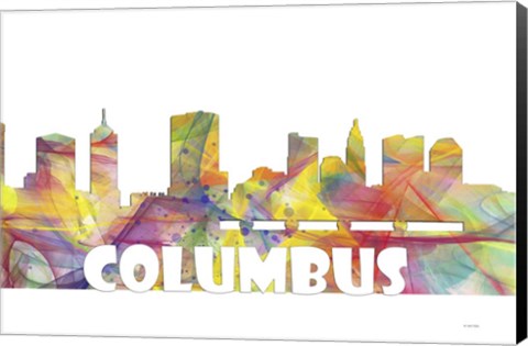 Framed Columbus Ohio Skyline Multi Colored 2 Print