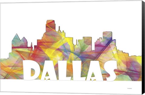 Framed Dallas Texas Skyline Multi Colored 2 Print