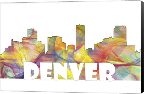 Framed Denver Colorado Skyline Multi Colored 2 Print