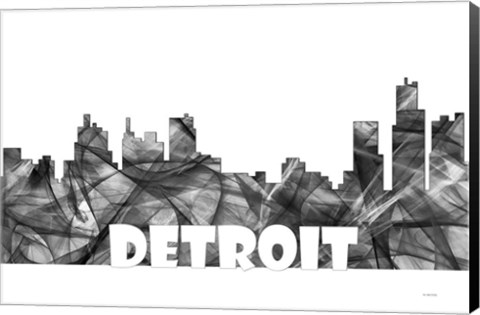 Framed Detroit Michigan Skyline BG 2 Print
