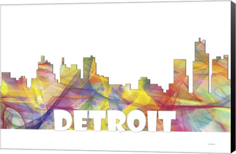 Framed Detroit Michigan Skyline Multi Colored 2 Print