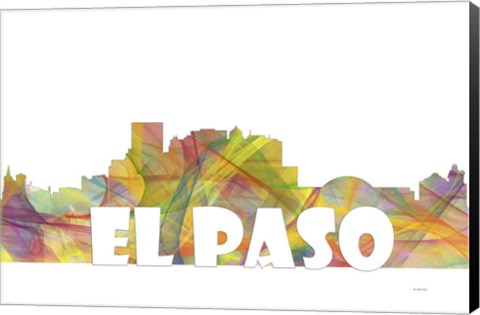Framed El Paso Texas Skyline Multi Colored 2 Print