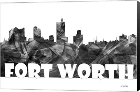 Framed Fort Worth Texas Skyline BG 2 Print