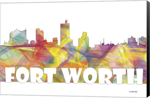 Framed Fort Worth Texas Skyline Multi Colored 2 Print