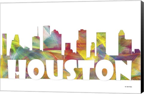Framed Houston Texas Skyline Multi Colored 2 Print