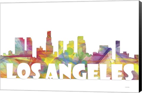 Framed Los Angeles California Skyline Multi Colored 2 Print