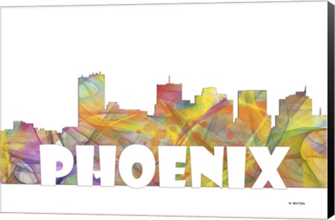 Framed Phoenix Arizona Skyline Multi Colored 2 Print