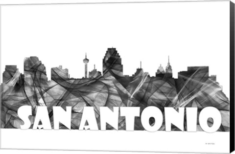 Framed San Antonio Texas Skyline BG 2 Print